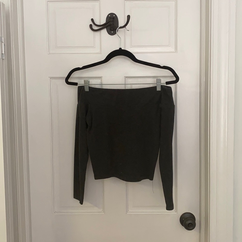 Off the shoulder gray top
